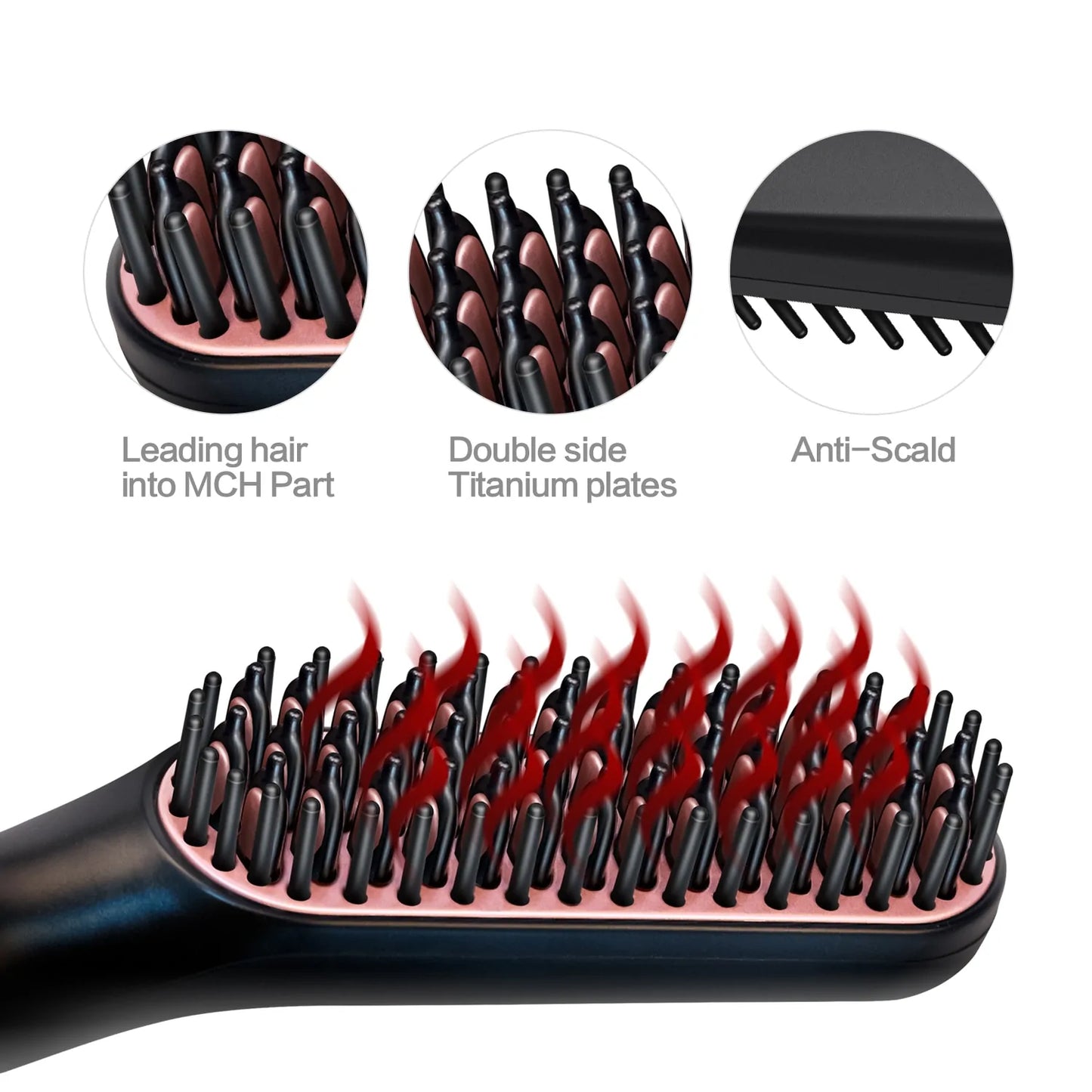 Men's Pro Heated Beard Straightener Comb | Electric Quick Styling Brush for Hair & Beard"