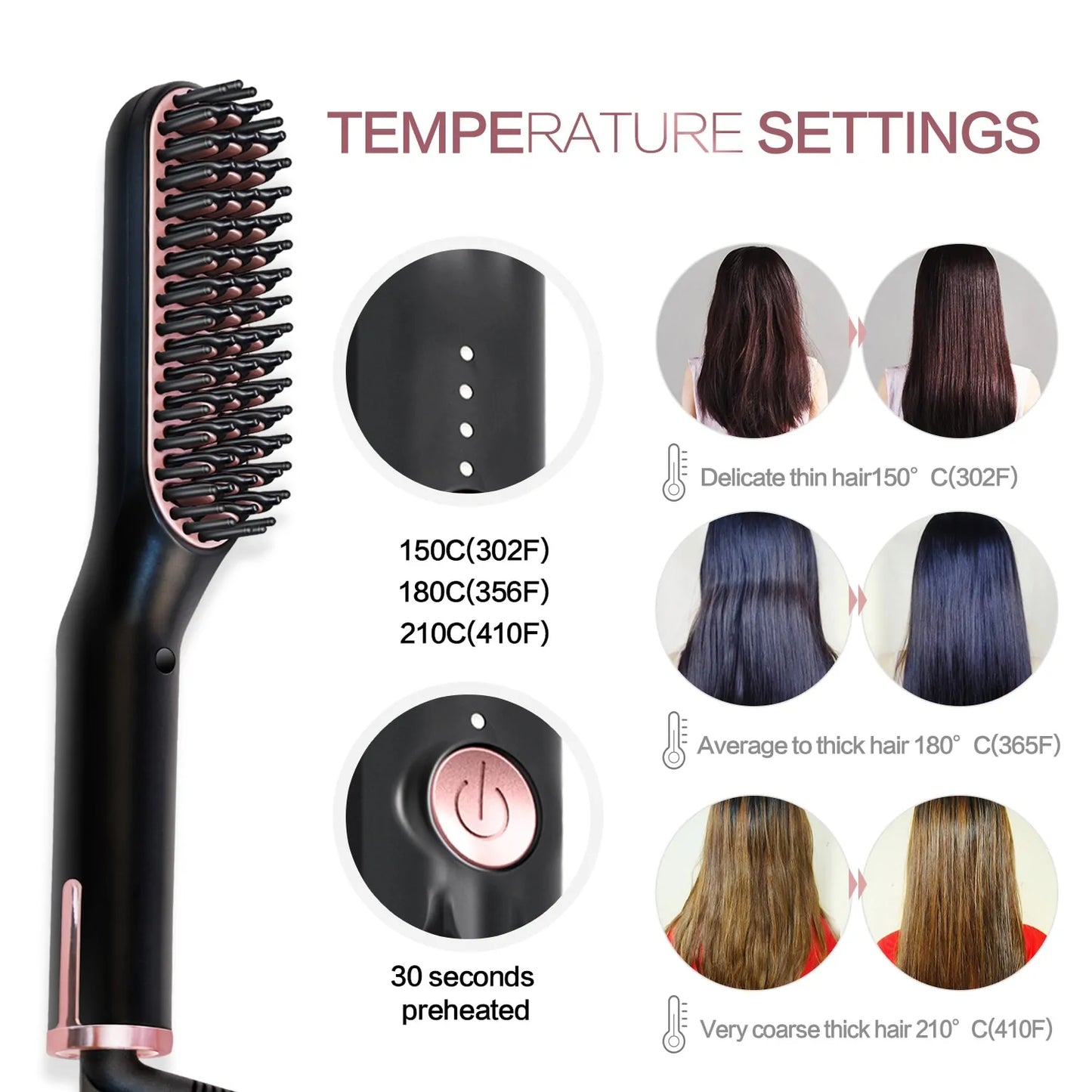 Men's Pro Heated Beard Straightener Comb | Electric Quick Styling Brush for Hair & Beard"